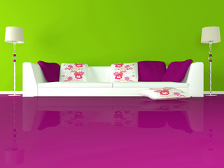 interior design of modern green living room