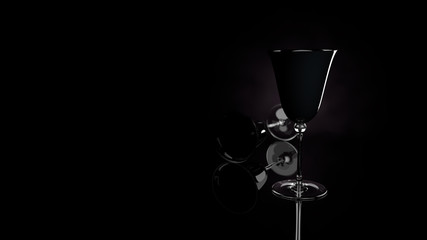 wine glasses on romantic background. Free space for text