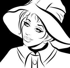 femme portant un grand chapeau