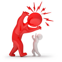 Scary man threatens and attacks, 3d render