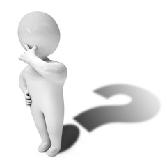 Man ponders the question, 3d render