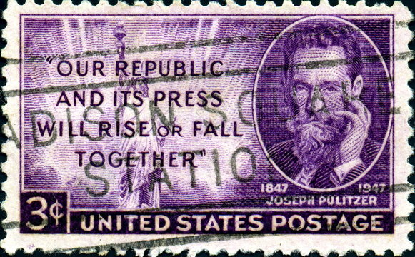 Joseph Pulitzer. 1847. US Postage.