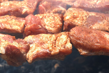 roasting barbecue close-up