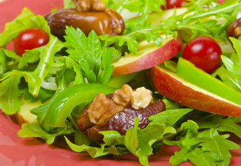 Rucola Salat mit Datteln,Apfel und Tomate