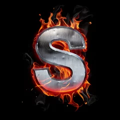 Peel and stick wall murals Flame Hot metal letter