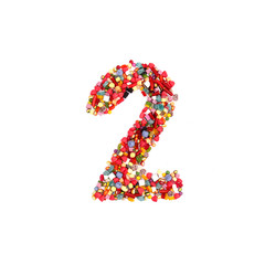 Candy letter on white background