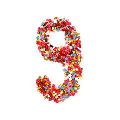 Candy letter on white background