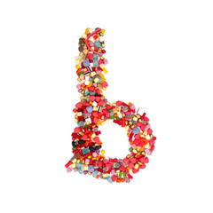 Candy letter on white background