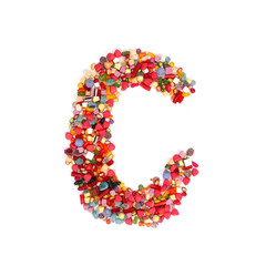 Candy letter on white background