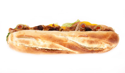 Gyros baguette over white