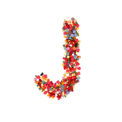 Candy letter on white background