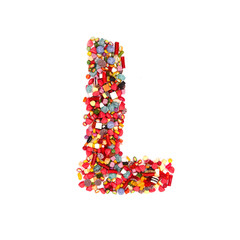 Candy letter on white background