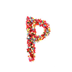 Candy letter on white background