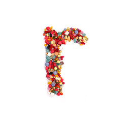Candy letter on white background