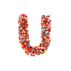 Candy letter on white background