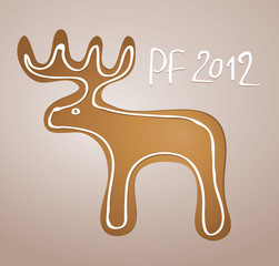 Gingerbread DEER / Happy New Year greeting card 2012