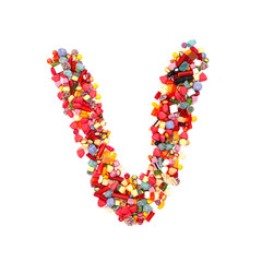 Candy letter on white background