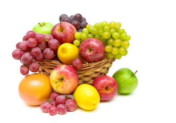 assorted fruit on white background