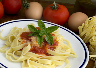 tagliatelle and ingredients
