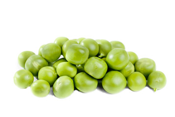 Pile of green peas isolated on the white background