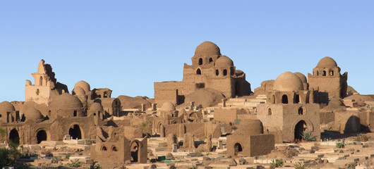 egyptian mausoleums in sunny ambiance