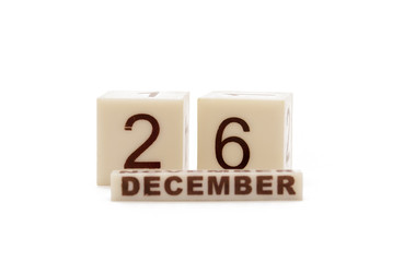 26 декабря в кубиках на белом фоне