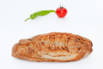 Bread with pepper and tomato