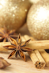 Christmas spices and baubles