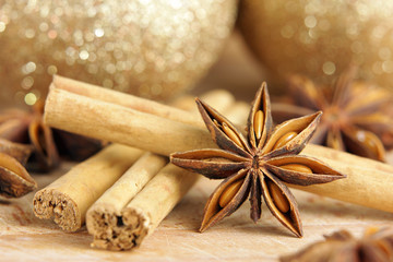 Christmas spices and baubles