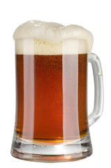 Alcohol dark beer glass with froth isolated over white.