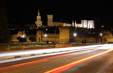 Naklejka premium View of Avignon at night, France