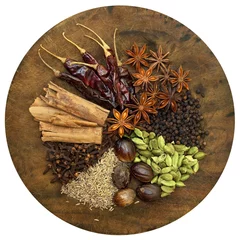 Wall murals Herbs Mixed Spices on a Wooden Chopping Board