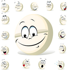 pill character with many expressions isolated