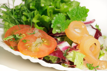 Bunter Salat mit Lachsstreifen