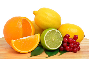 Fototapeta na wymiar Citrus fruits and cranberry