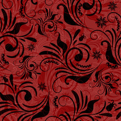 Red seamless floral pattern