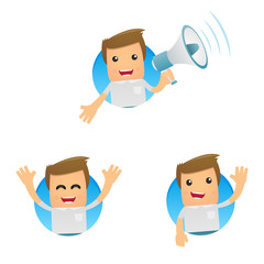 set of funny cartoon casual man