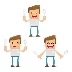 set of funny cartoon casual man