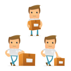 set of funny cartoon casual man