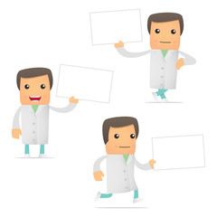 set of funny cartoon doctor