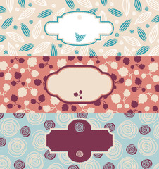 set of cute floral banners