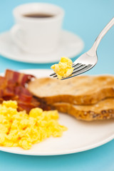American breakfast, bacon and scrambled egg