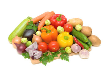 Fresh vegetables isolated on white background