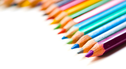 Color pencils on a white