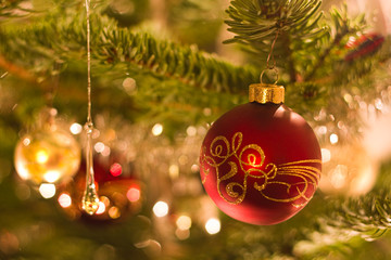 Decorated ball in christmas tree - 36648496