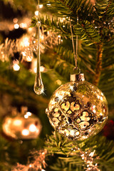 Christmas tree decoration in silver and glass