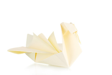 Fototapeta na wymiar Origami paper swan isolated on white