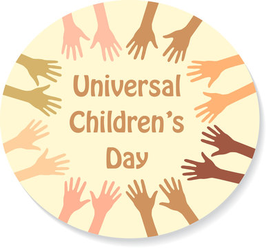 Color hands around the text (sticker), universal children's day