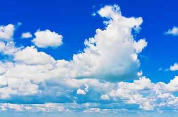 Foto auf Glas Blauer Himmel mit Kumuluswolken © Megaloman1ac