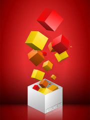 Obraz premium Merry Christmas Gif Box on red Background